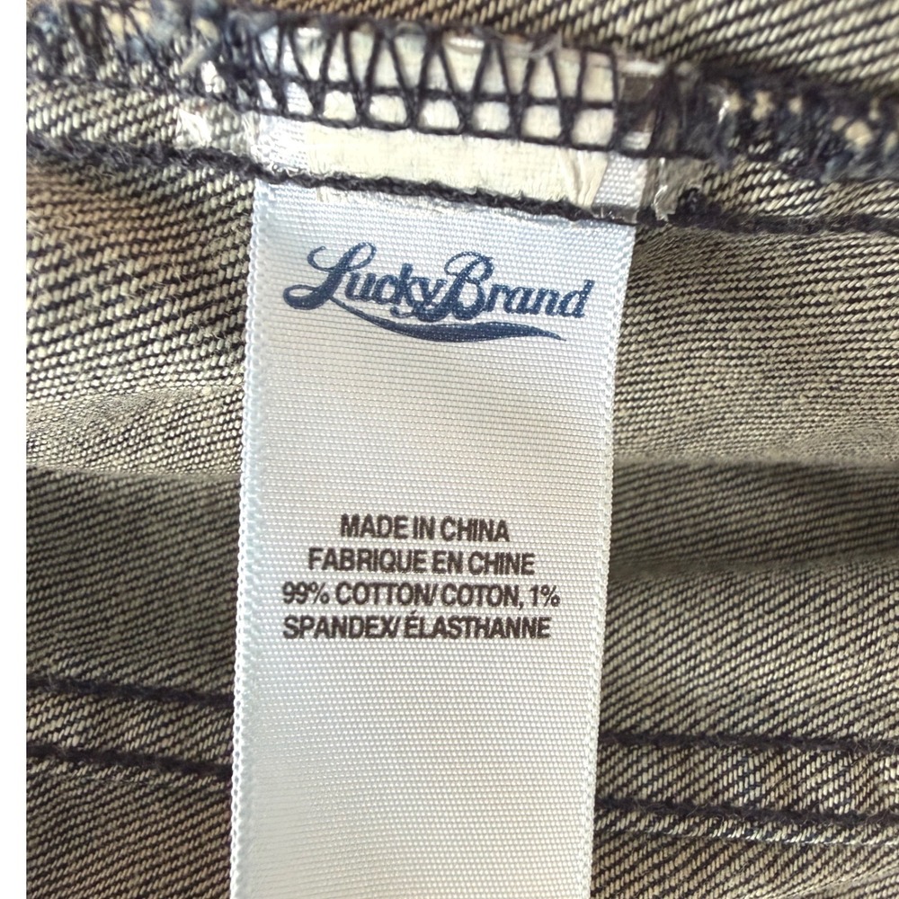 Lucky Brand Adamson Dark Wash Frayed Denim Jacket Moto Zip Womens Size S Small - Picture 11 of 11